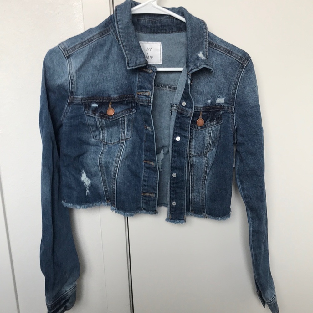 Distressed Crop Jean Jacket